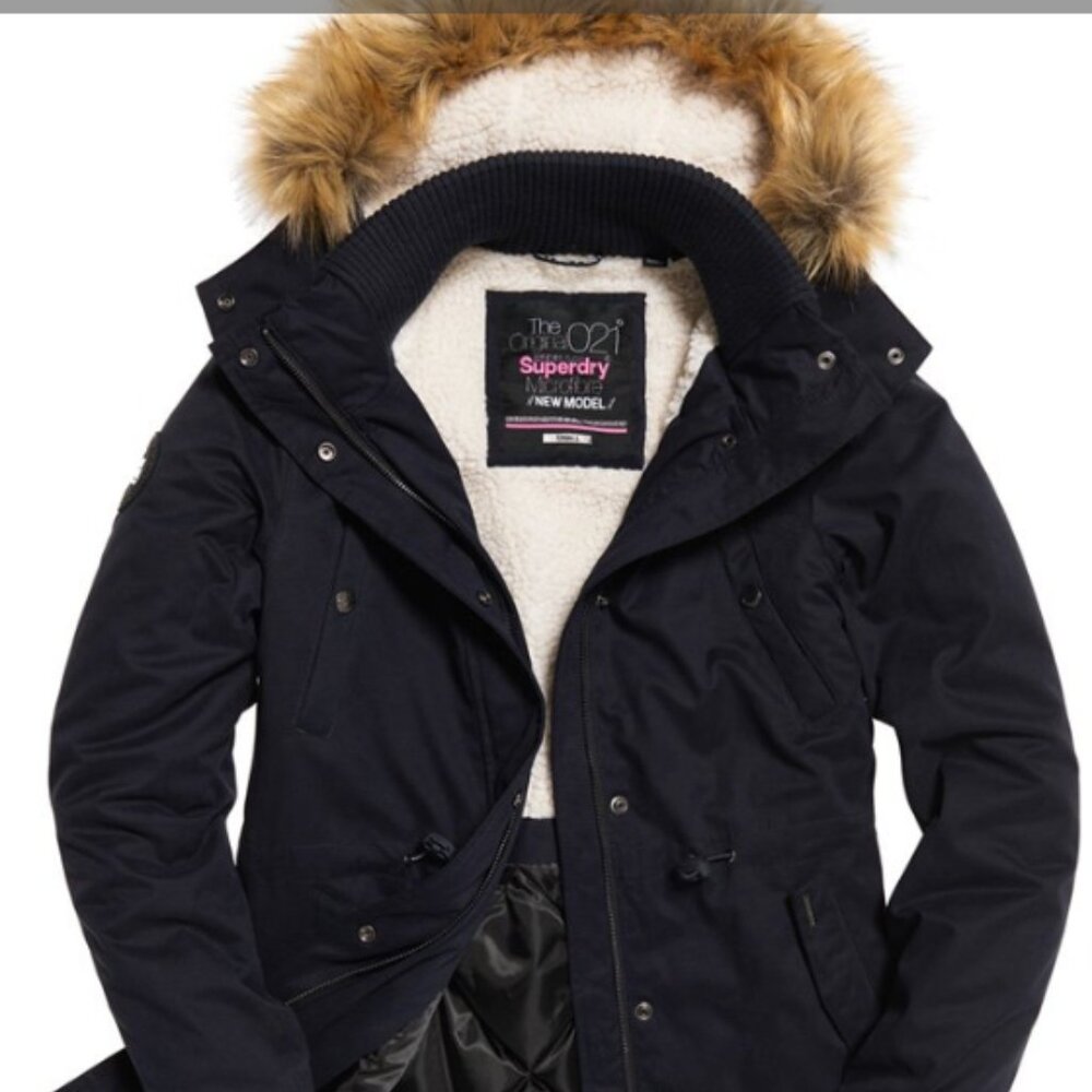 Superdry WindCheater Microfiber Fur Hood Parka/Fur Hood Winter Coat Size Small